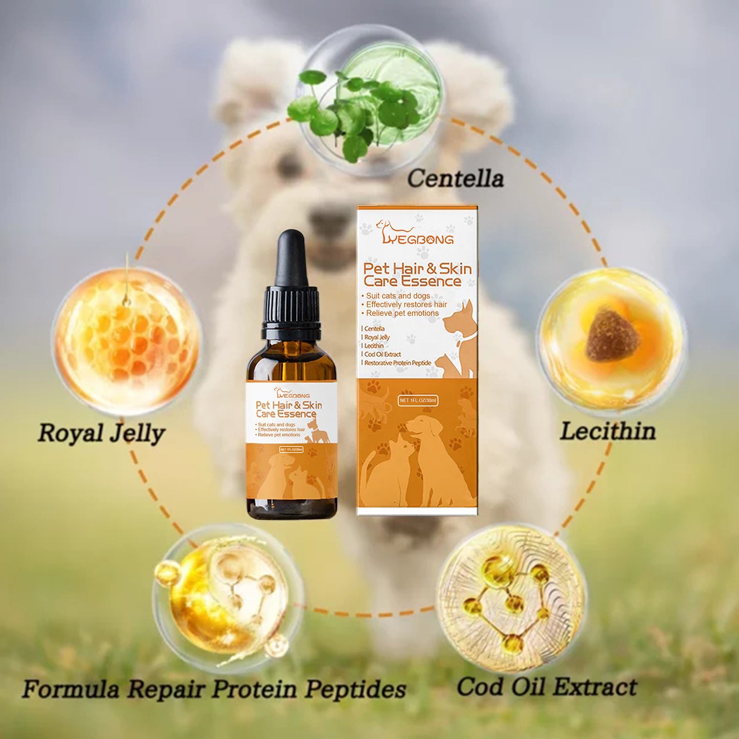 Essence Capillaire Anti-Chute pour Chien & Chat – Soin Pelage & Peau 30ml