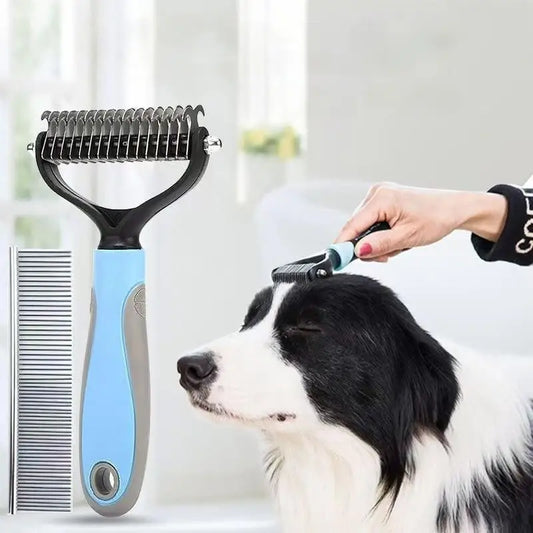 Brosse Double Face pour Chien et Chat - Massage et Élimination des Poils Morts