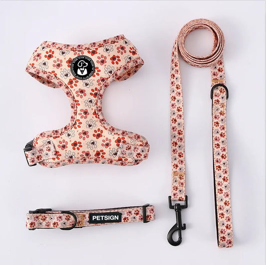 Ensemble Harnais et Laisse Personnalisable pour Chien et Chat - Confortable et Respirant
